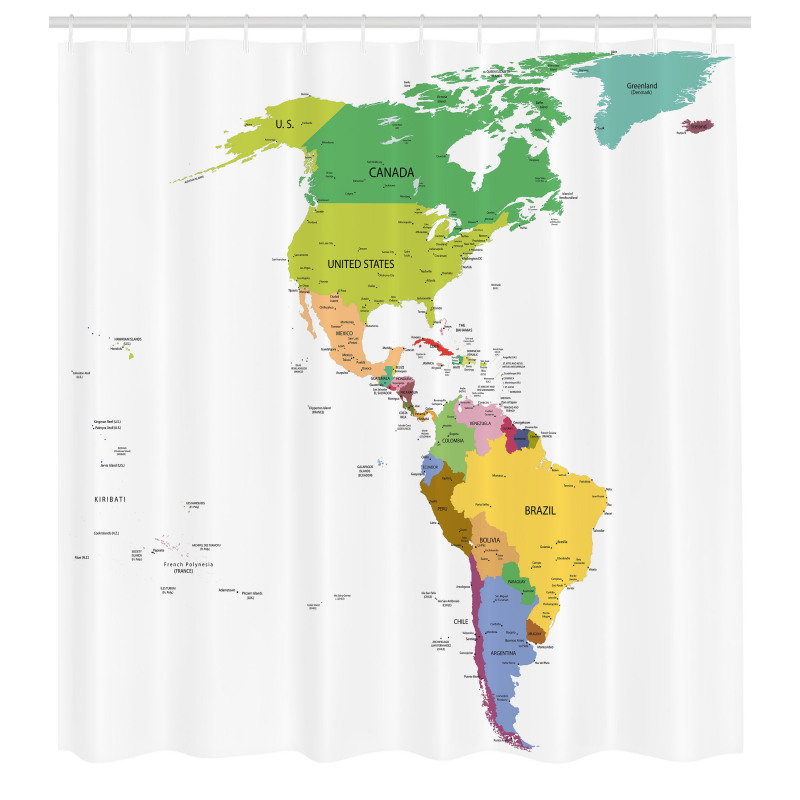 Haritalar Duş Perdesi Kuzey Güney Amerika