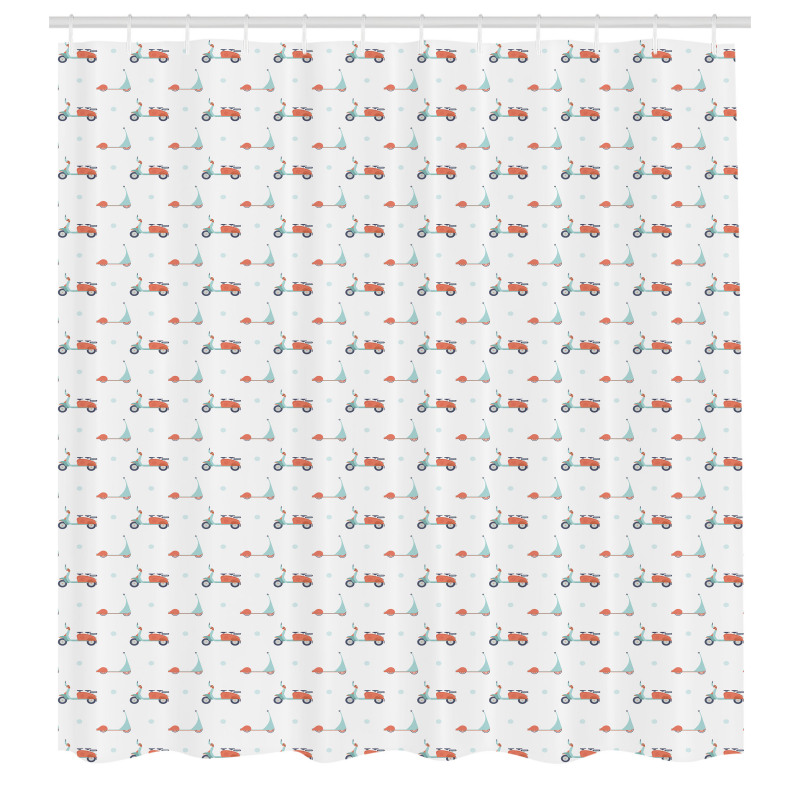 Gezinti Duş Perdesi Tekrarlanmış Renkli Scooter ve Motosiklet