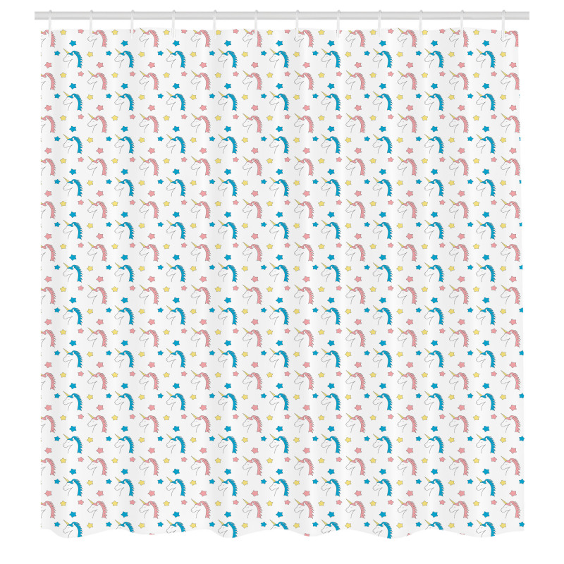 Grafik Duş Perdesi Pastel Tonlarda Tekrarlı Tek Boynuzlu Atlar