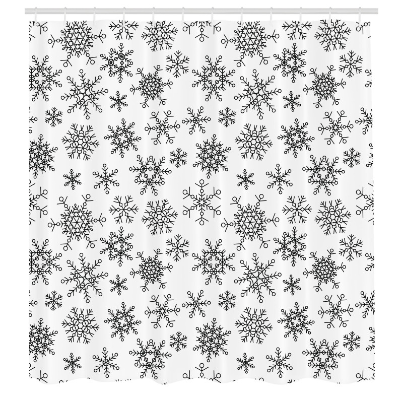 Grafik Duş Perdesi Renksiz Zeminde Geometrik Soyut Kar Taneleri