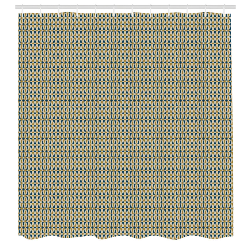 Desen Duş Perdesi Retro Kalpli Geometrik Şekilli Arka Plan