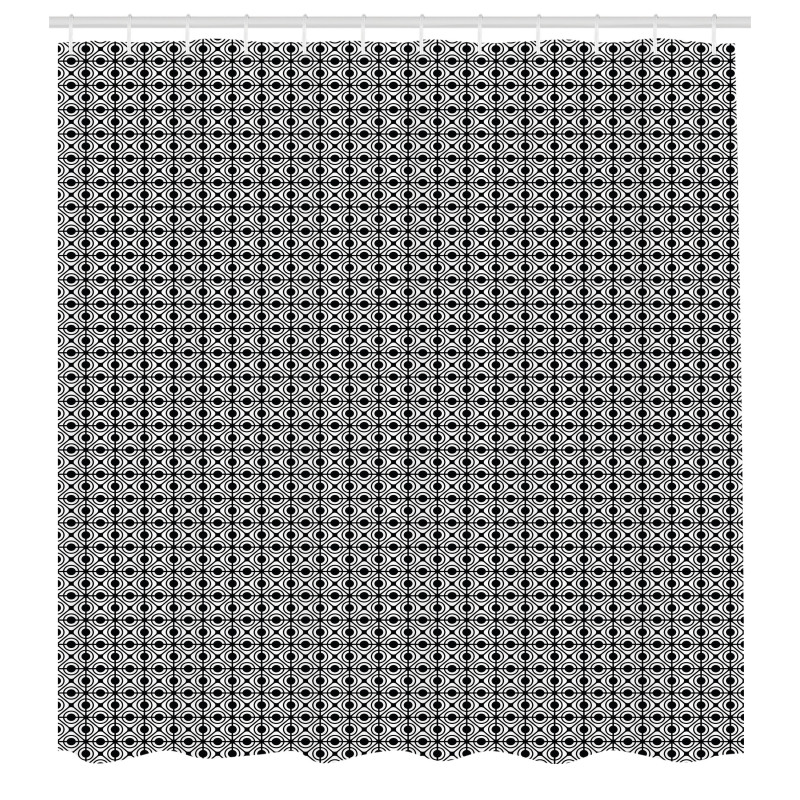Geometrik Duş Perdesi Kare ve Çemberlerden Oluşan Özgün Desen