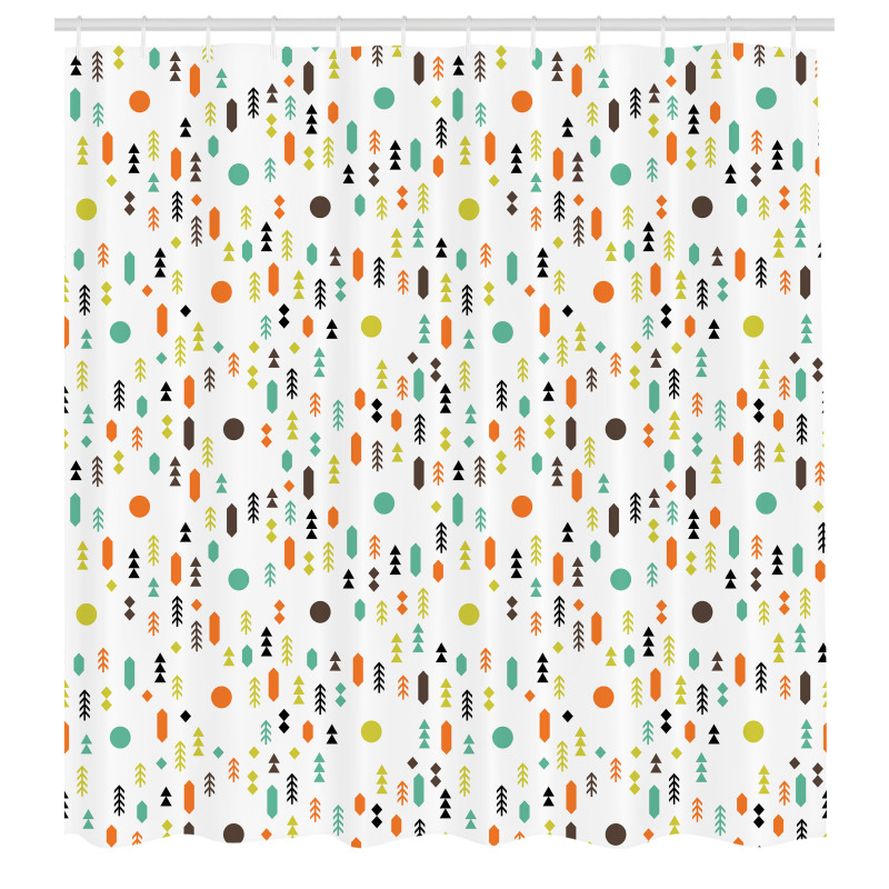 Şekil Duş Perdesi Beyaz Arka Plan Üzerine Minik Üçgen Desenli