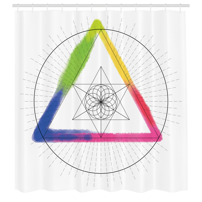 Geometrik Duş Perdesi Beyaz Fon Üzerindeki Dekoratif Şekiller