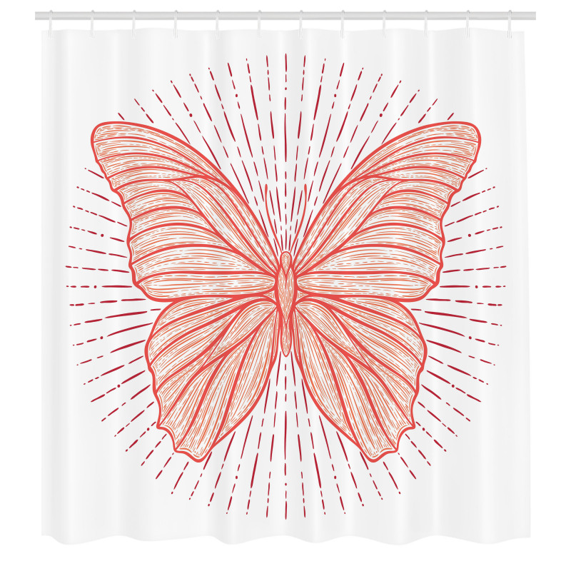 Floral Duş Perdesi Beyaz Fon Üzerindeki Kelebek Desenli Şık