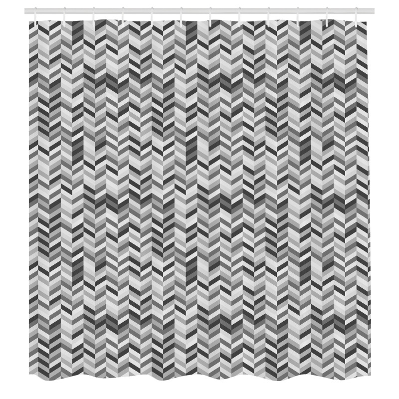 Geometrik Duş Perdesi Grafik Çizim ile Modern Zikzak Çizgiler