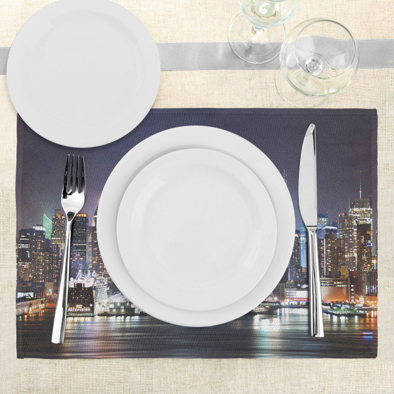 Manhattan Skyline at Night Place Mats