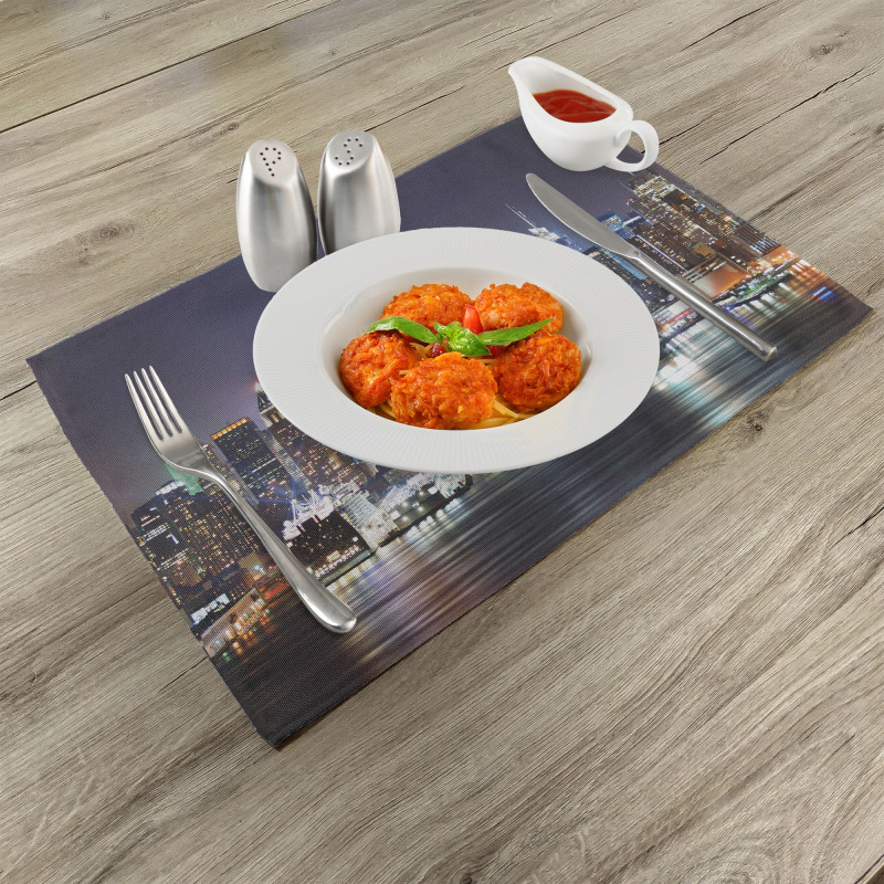 Manhattan Skyline at Night Place Mats