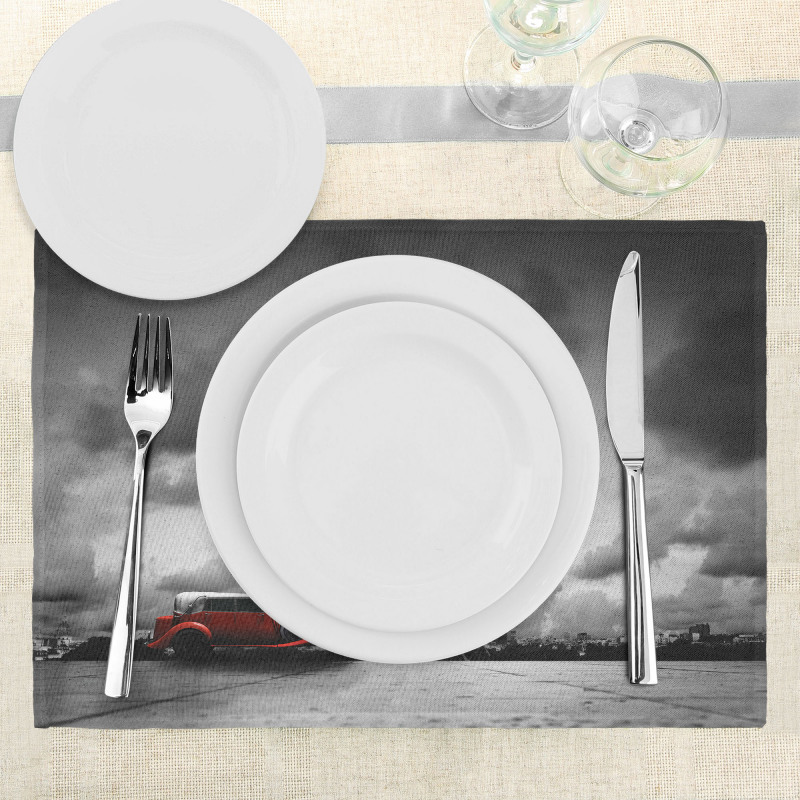 French Car Dark Clouds Place Mats