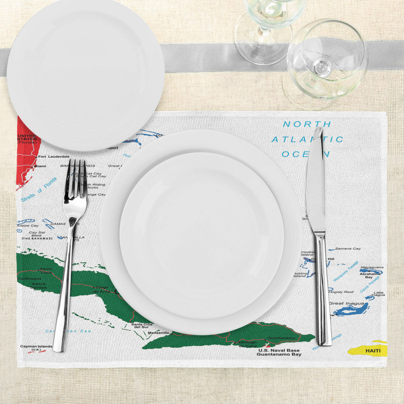 Bahamas Map Beach Ocean Place Mats