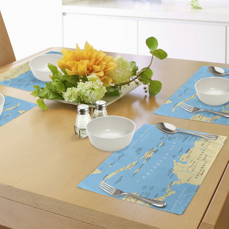 Caribbean Capitals Map Place Mats