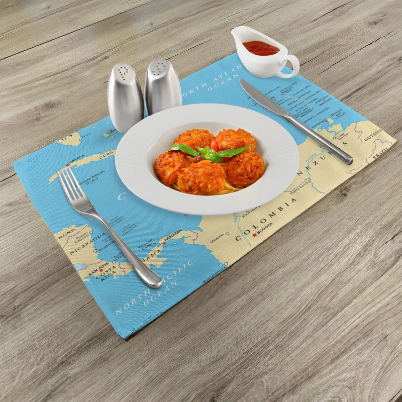 Caribbean Capitals Map Place Mats