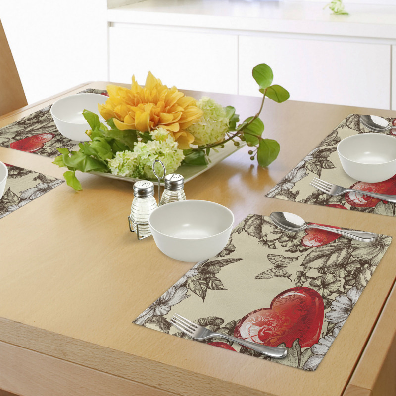 Flowers and Butterfly Place Mats