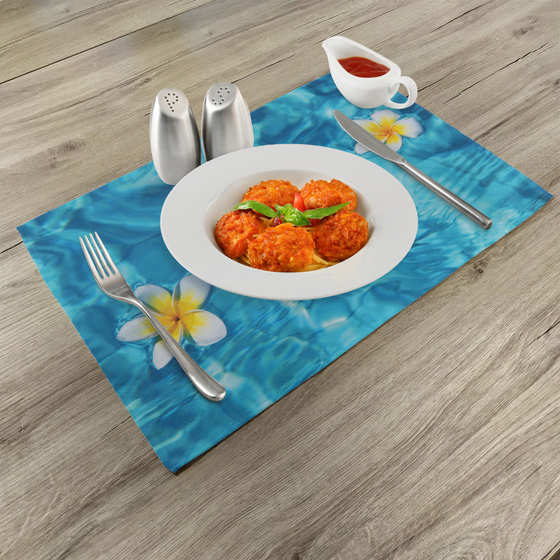 Frangipani Flower Aqua Place Mats