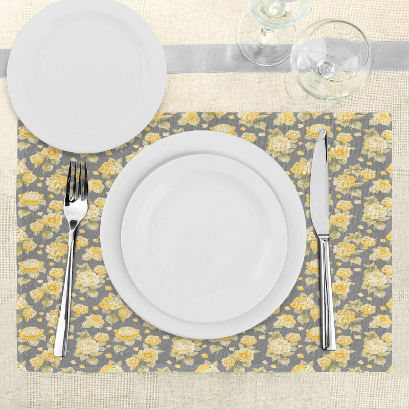 Old Hydrangea Flowers Place Mats