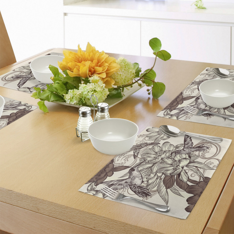 Bird Flowers Pattern Place Mats