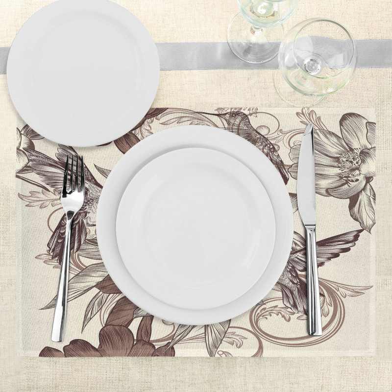 Bird Flowers Pattern Place Mats