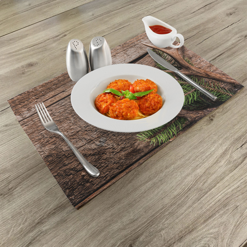 Evergreen Branch Deer Place Mats