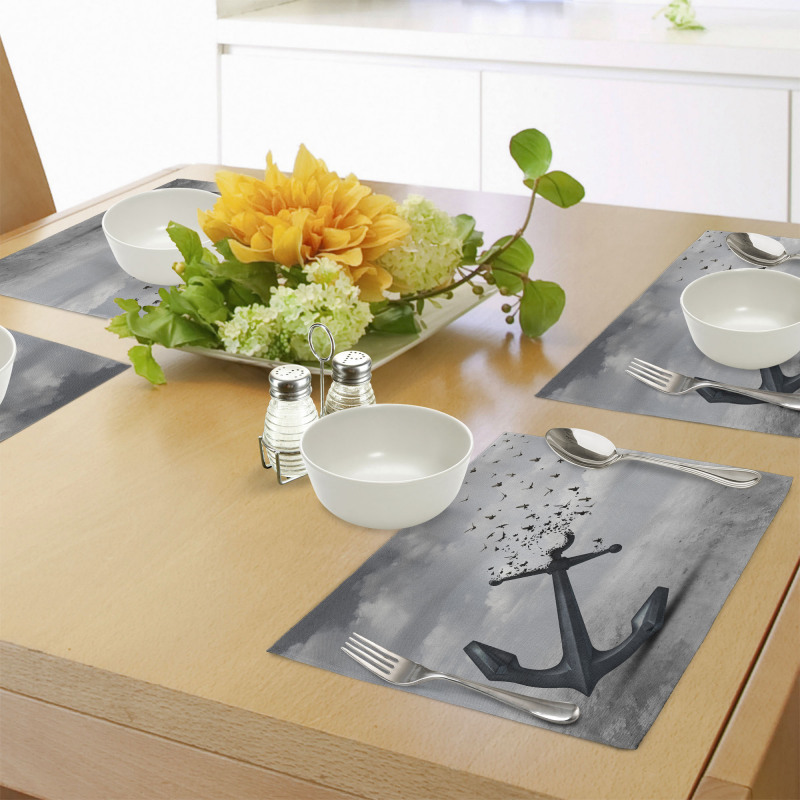 Flying Seagulls Grey Place Mats