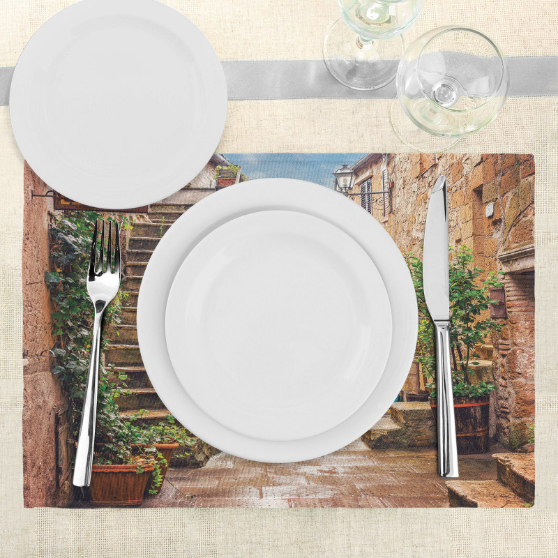 Old Stone Street Houses Place Mats
