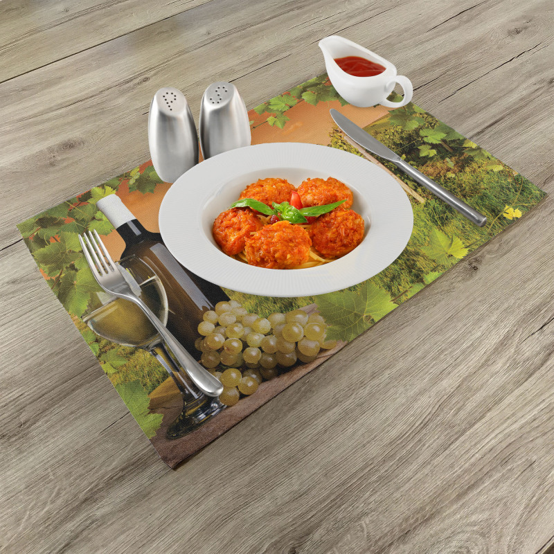 Bottle Grapes Sunset Place Mats