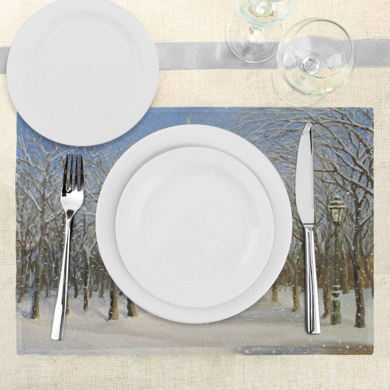 Snowy Paris City View Place Mats