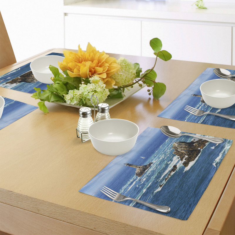 Daytime Wavy Rocky Sea Place Mats