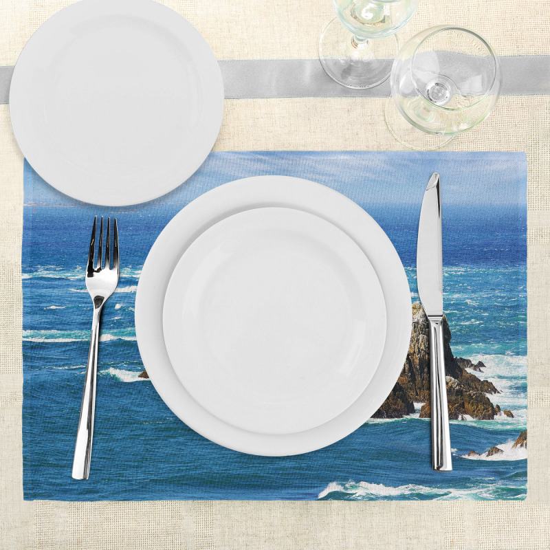 Daytime Wavy Rocky Sea Place Mats