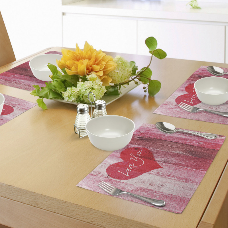 Heart on Wooden Board Place Mats