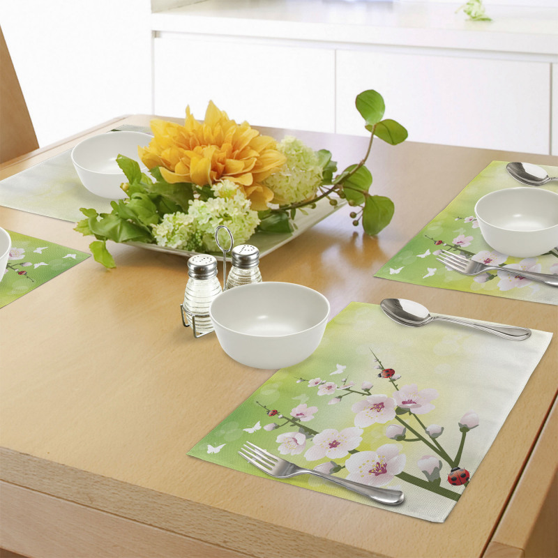 Blossoms Ladybugs Spring Place Mats