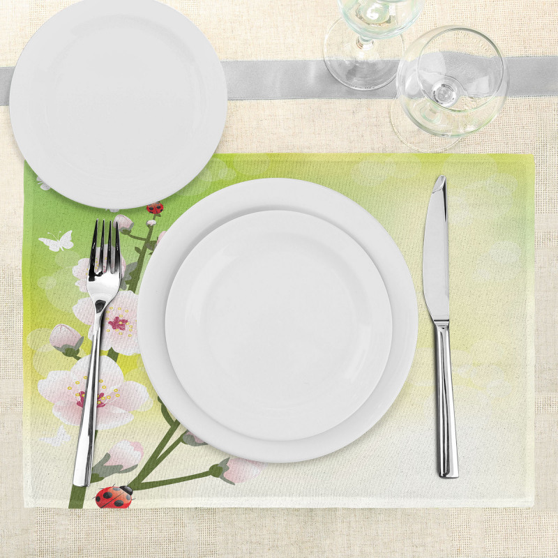 Blossoms Ladybugs Spring Place Mats