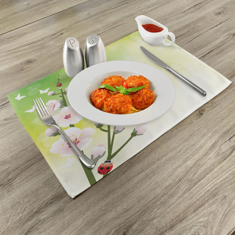 Blossoms Ladybugs Spring Place Mats