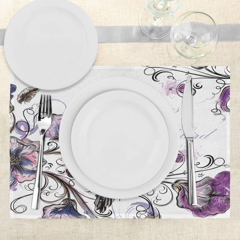 Ornate Flowers Leaves Place Mats