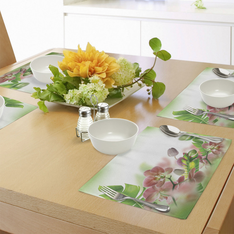 Orchids Blossoms Leaves Place Mats