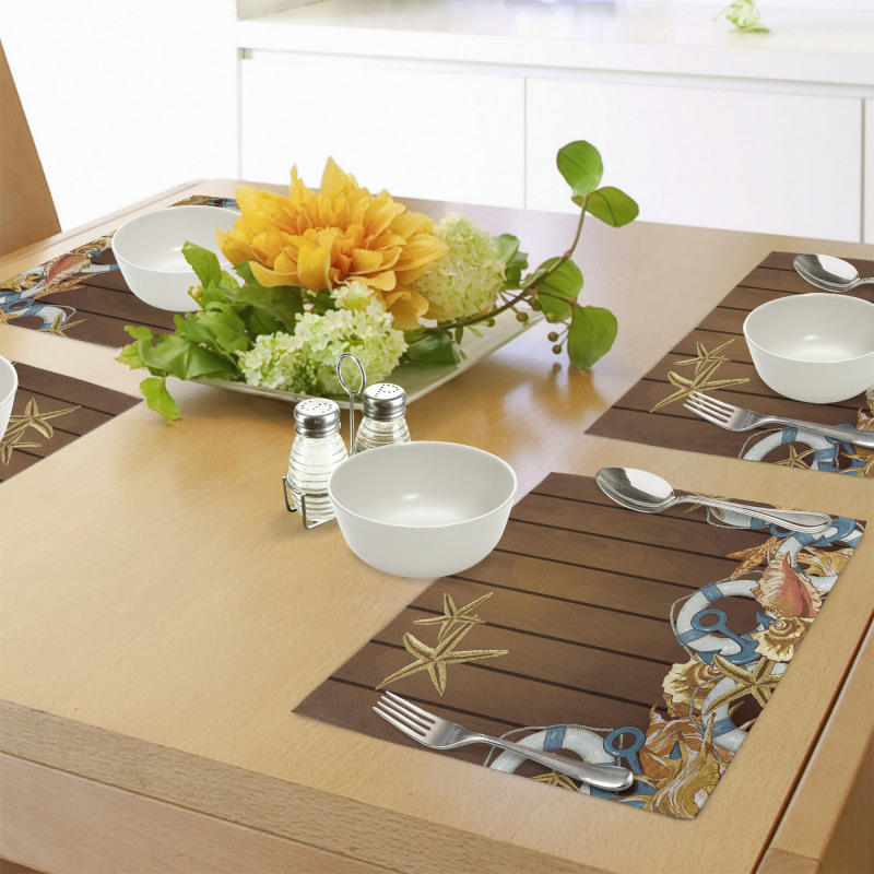 Seashell Anchor Wooden Place Mats