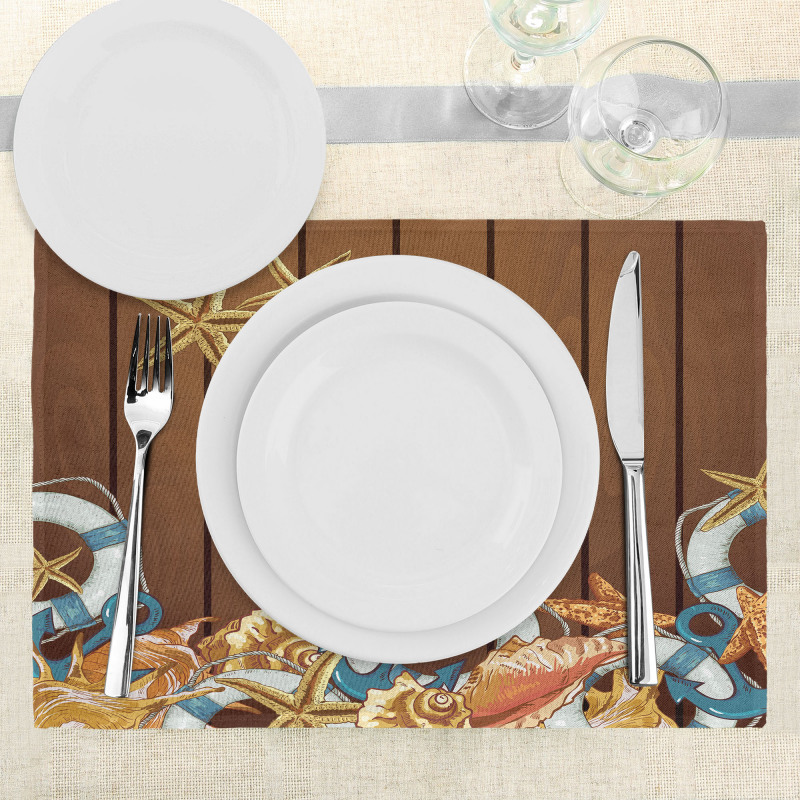 Seashell Anchor Wooden Place Mats