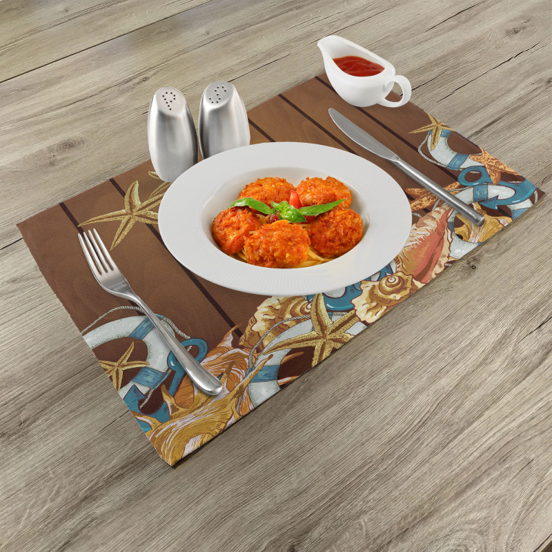 Seashell Anchor Wooden Place Mats