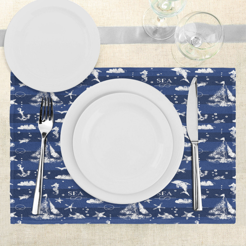 Grunge Anchor Ship Place Mats