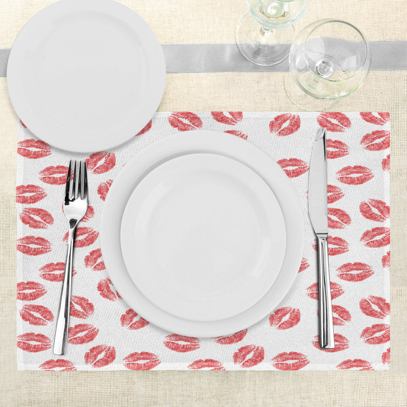 Red Lipsticks Kiss Marks Place Mats