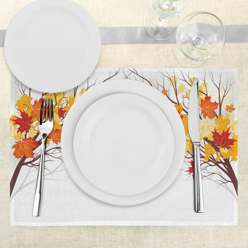 Cartoon Maple Autumn Tree Place Mats