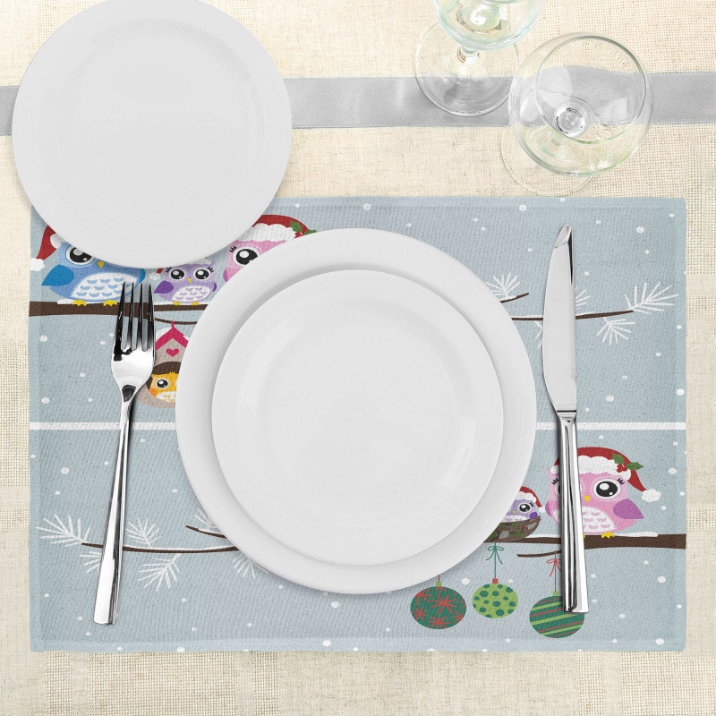 Owls with Santa Hats Place Mats