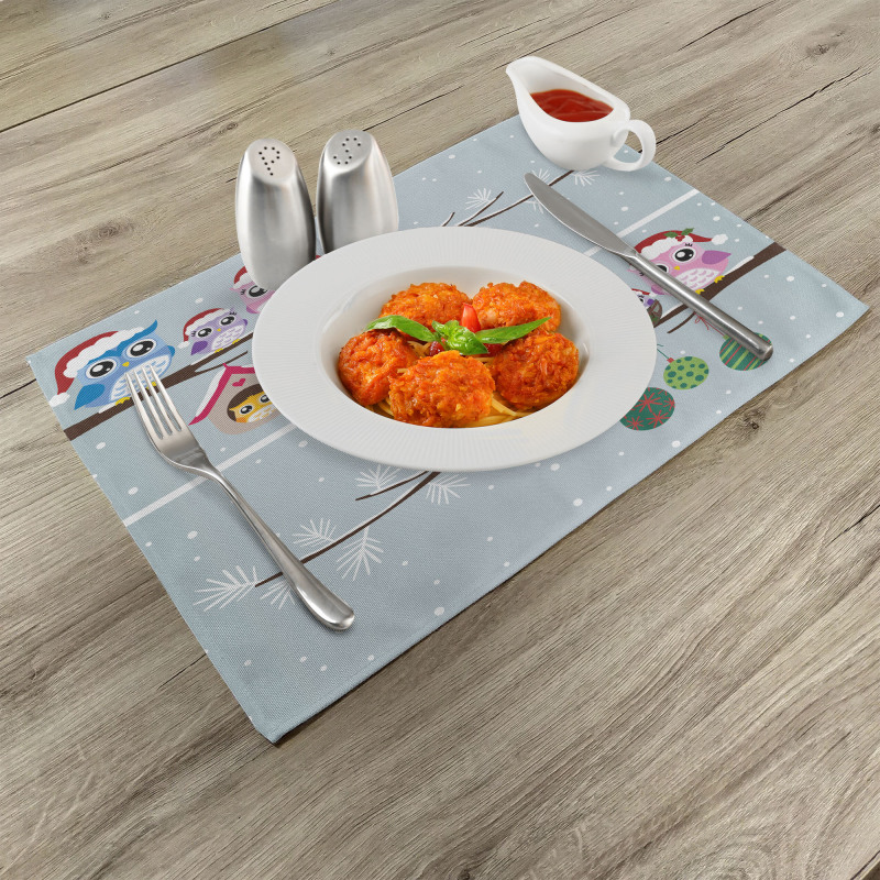 Owls with Santa Hats Place Mats