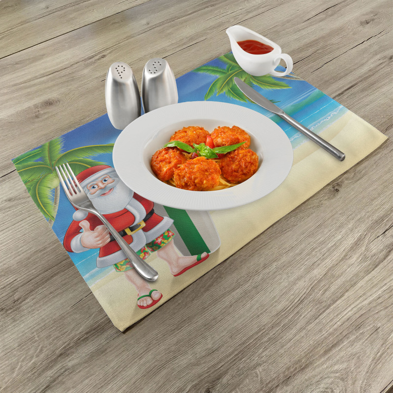 Santa with Surfboard Place Mats