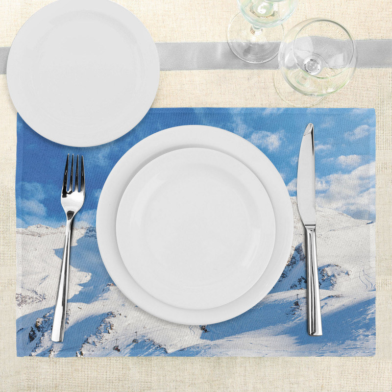 Snowy Mountain Ski Place Mats