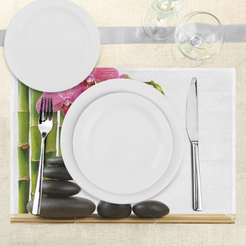 Pink Orchid and Bamboos Place Mats