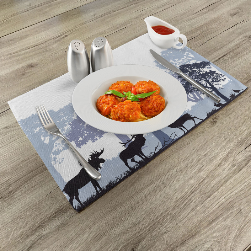 Grey Wild Forest Animals Place Mats