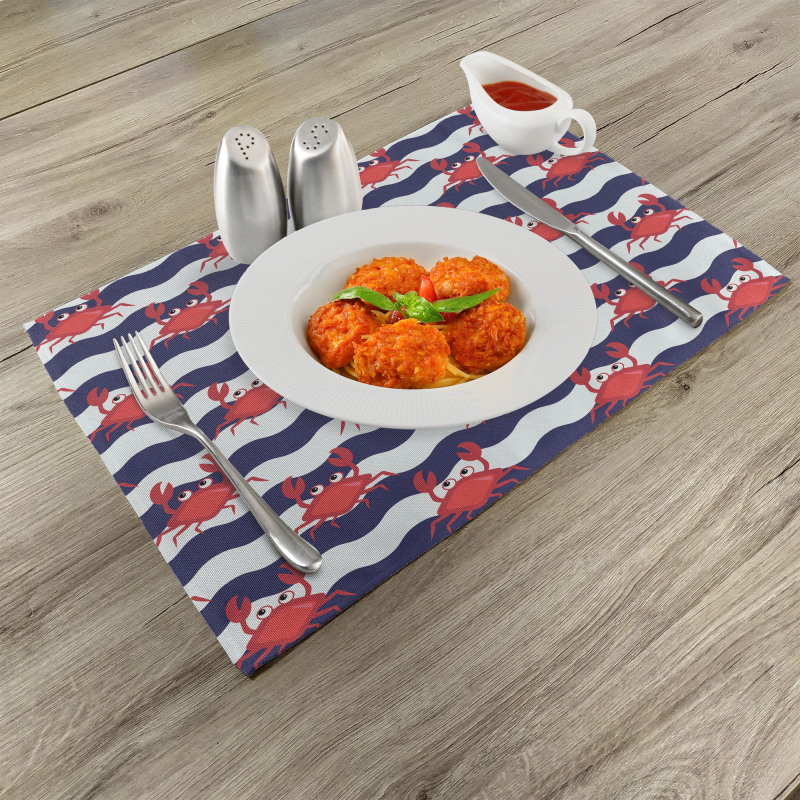 Crabs on Striped Place Mats