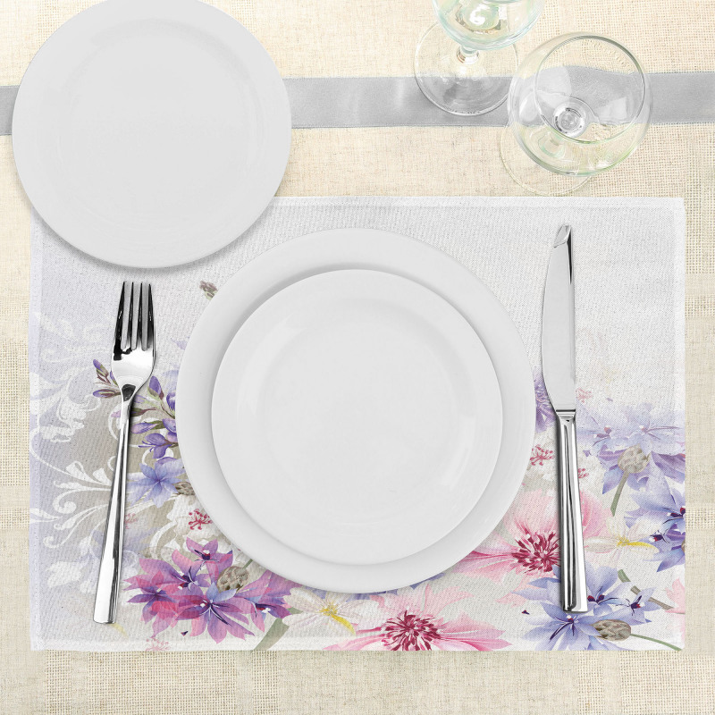 Pink Purple Flowers Place Mats