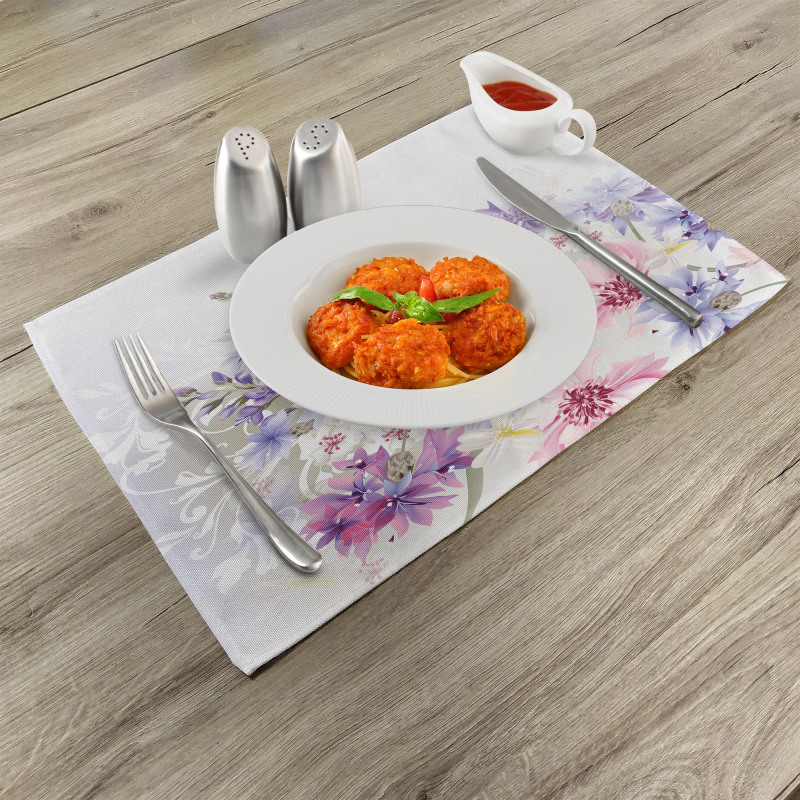 Pink Purple Flowers Place Mats