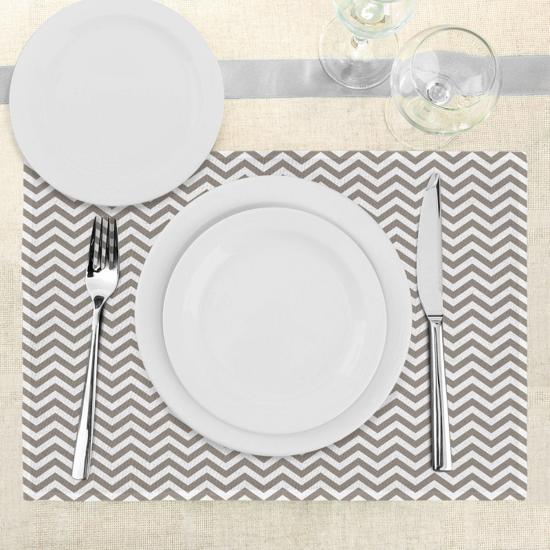 Grey and White Zig Zag Place Mats